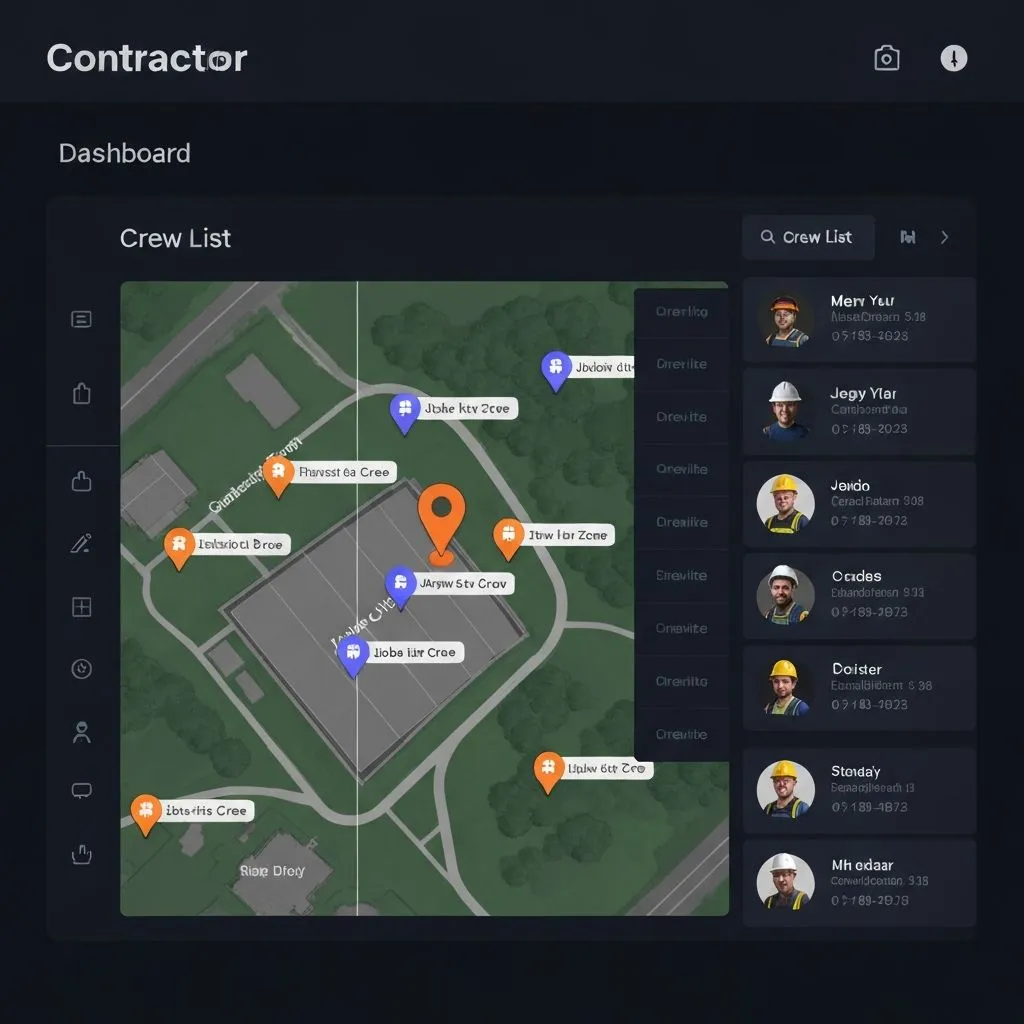 SparkShift contractor dashboard preview with a jobsite map and crew management workspace
